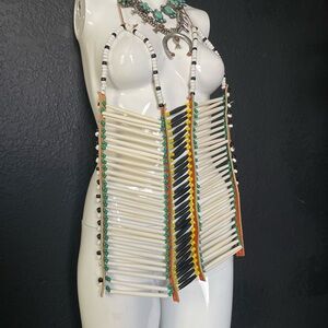 Vintage Native American Breast Plate Hair Bone Ceremonial Festival Necklace